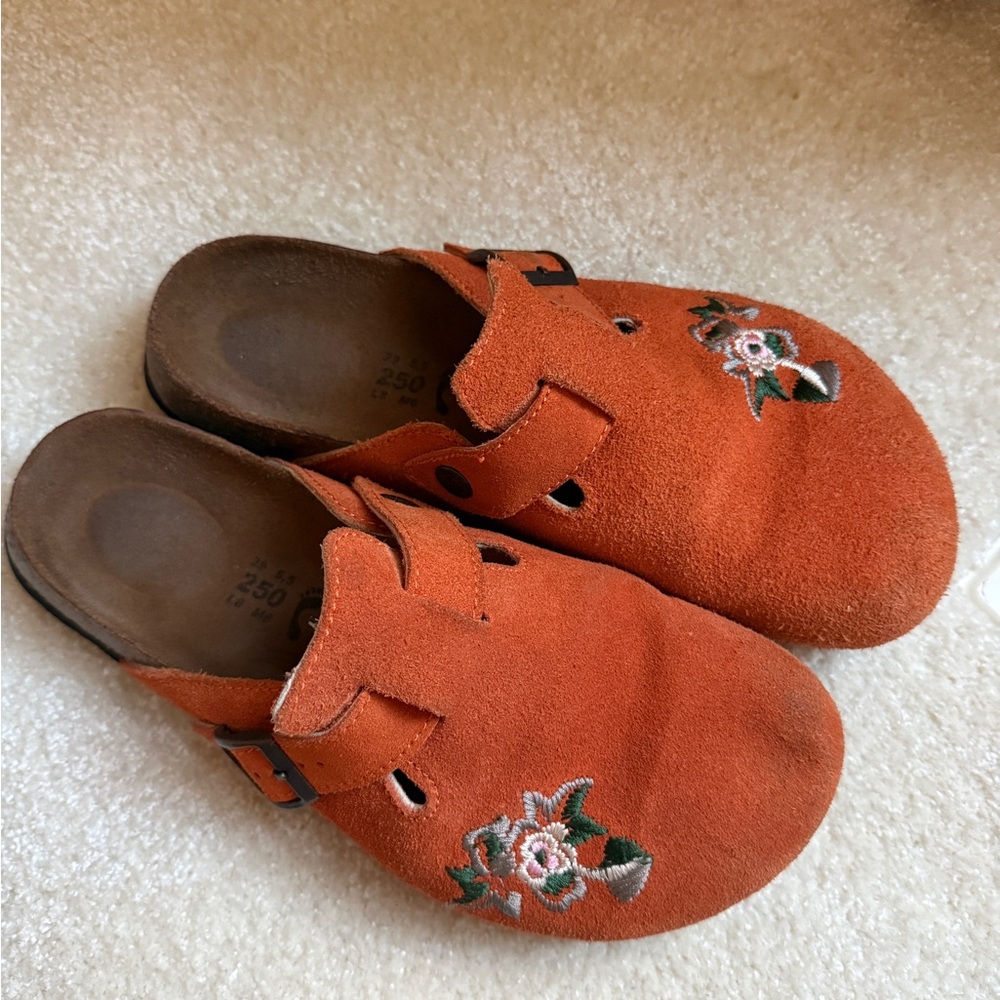 Embroidered Orange Clogs